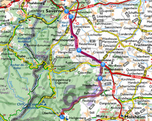 Carte - Itinéraire venant de Saverne