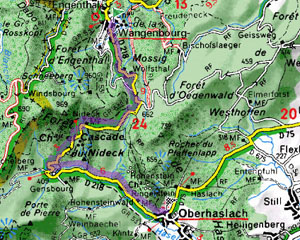 Carte - Itinéraire venant de Wangenbourg